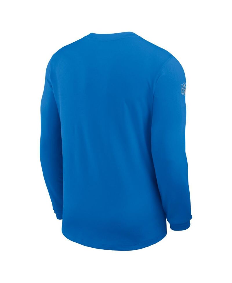 Men's Blue Detroit Lions Sideline Coach UV Performance Long Sleeve T-Shirt