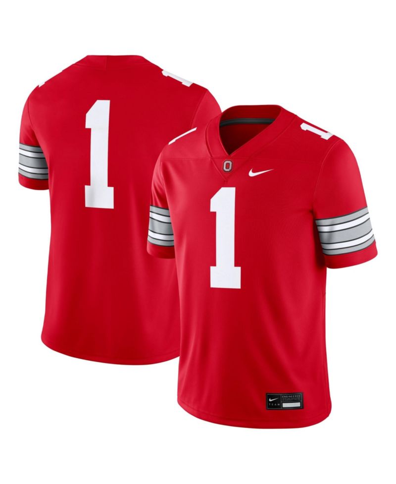Men's 1 Scarlet Ohio State Buckeyes Home Game Football Jersey
