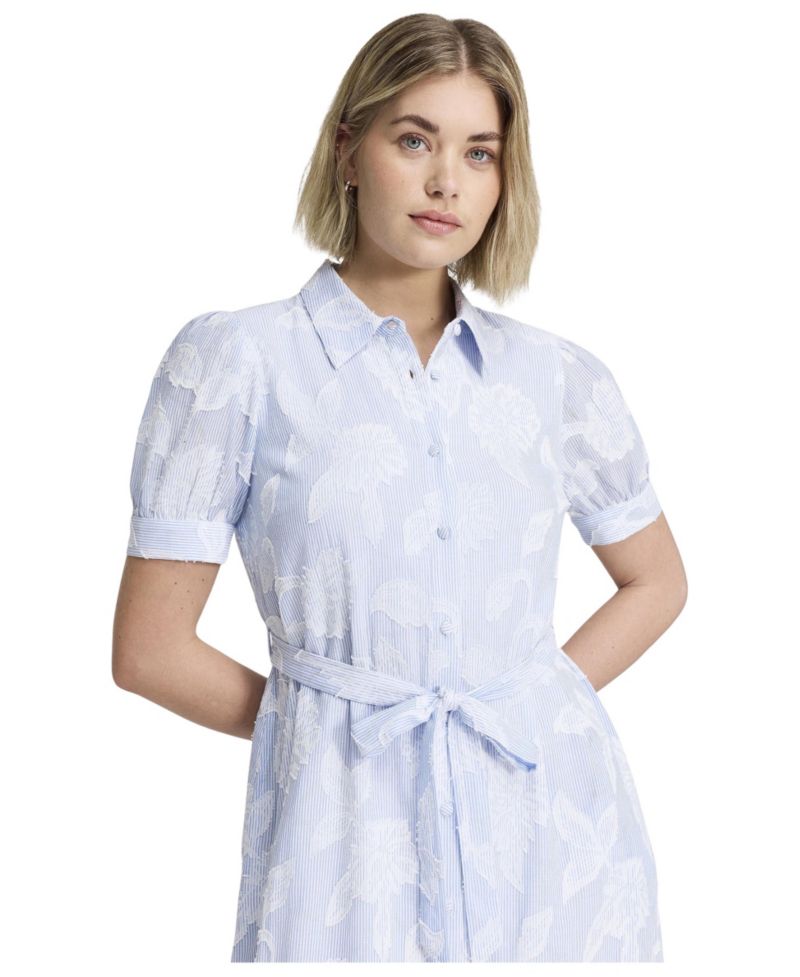 Women's Mariah Tie Waist Floral Short-Sleeve Midi Shirt Dress