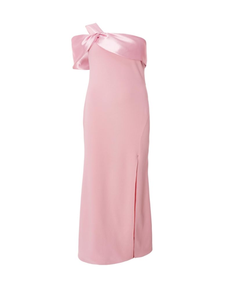 Plus Size Satin One Shoulder Maxi Dress