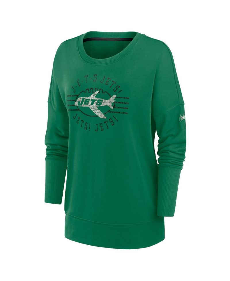 Women's Green New York Jets Rewind Playback Icon Performance Pullover Sweatshirt