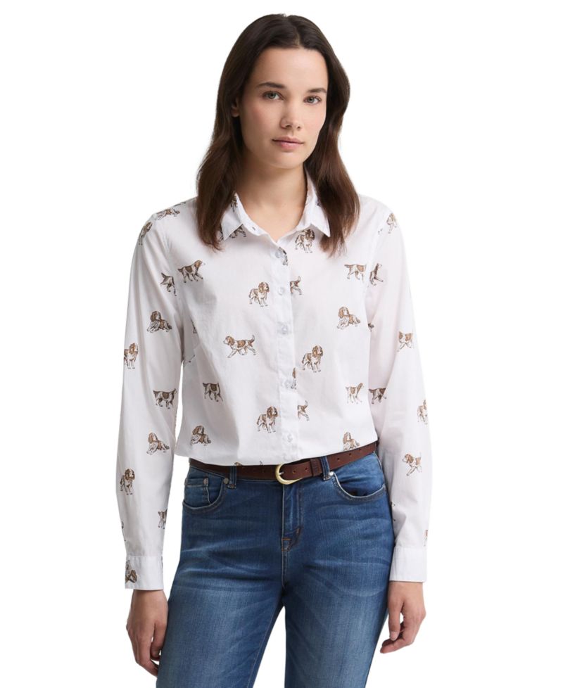 Women's Brambles Long-Sleeve Dog-Print Button-Down Shirt