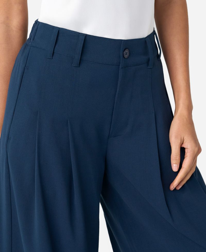 Petite High-Rise Pleated Wide-Leg Trousers