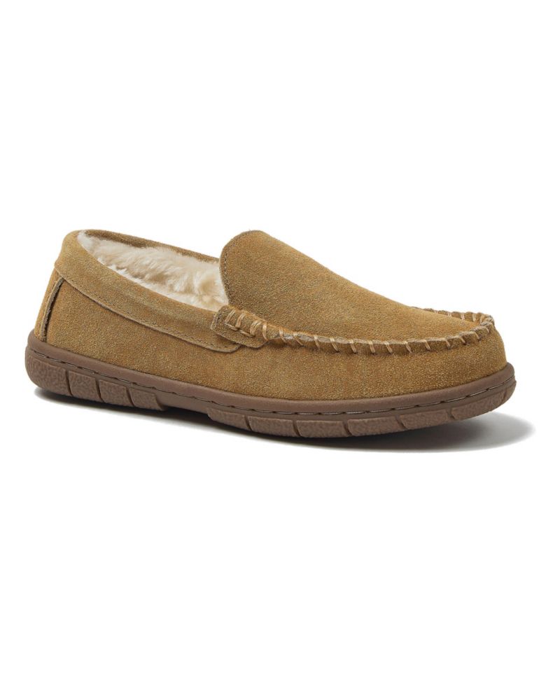 Little Girls Fuzzy Lined Suede Moccasin Slippers