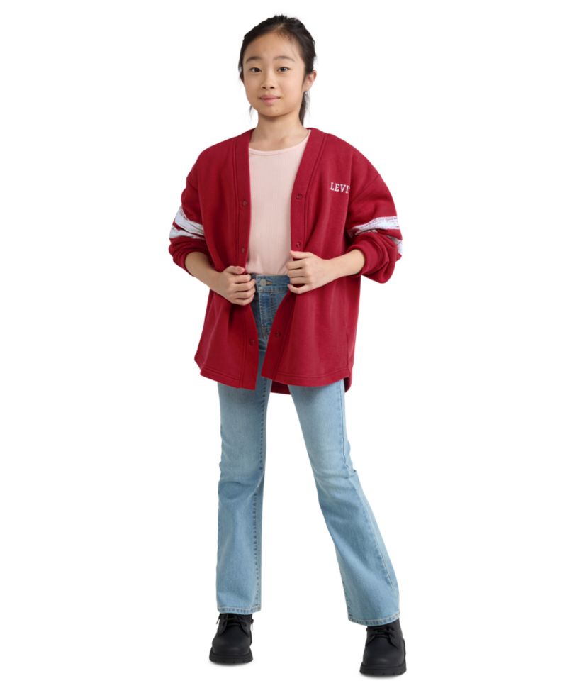 Girls 7-16 Varsity Fleece Cardigan
