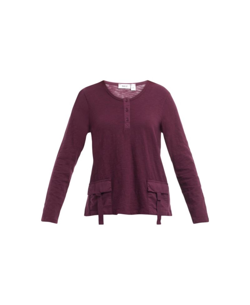 Women's U Neck Button Placket Tee