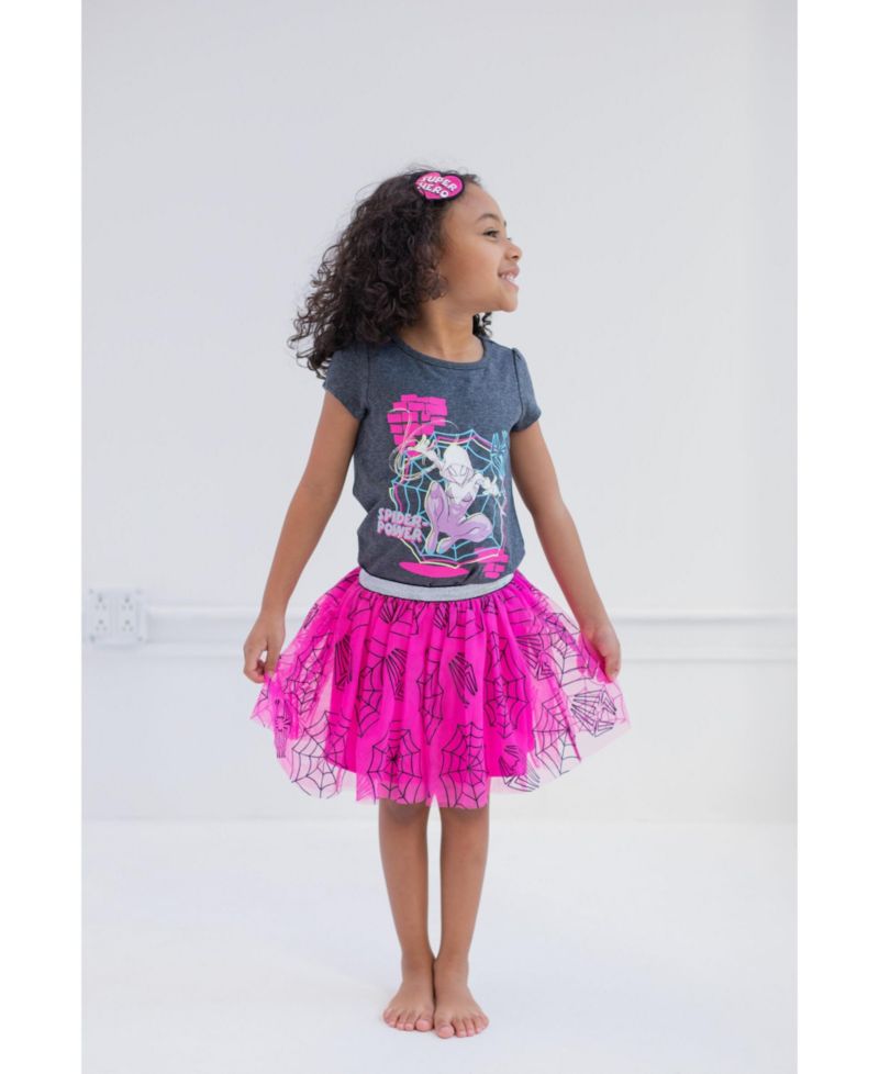 Toddler Girls (2T-16) Graphic T-Shirt Tulle Skirt and Headband 3 Piece Outfit Set