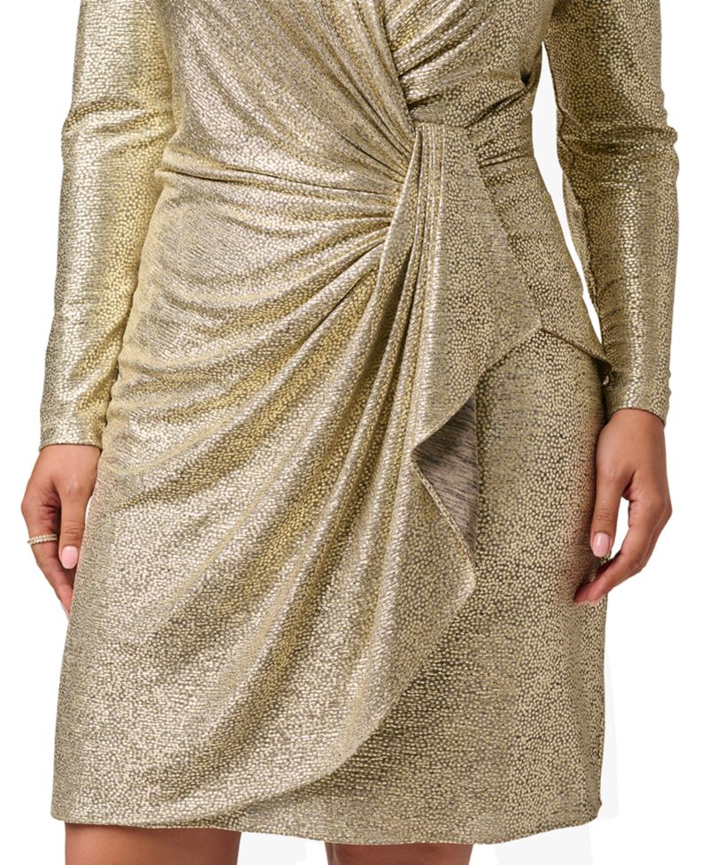 Plus Foiled Long-Sleeve Dress