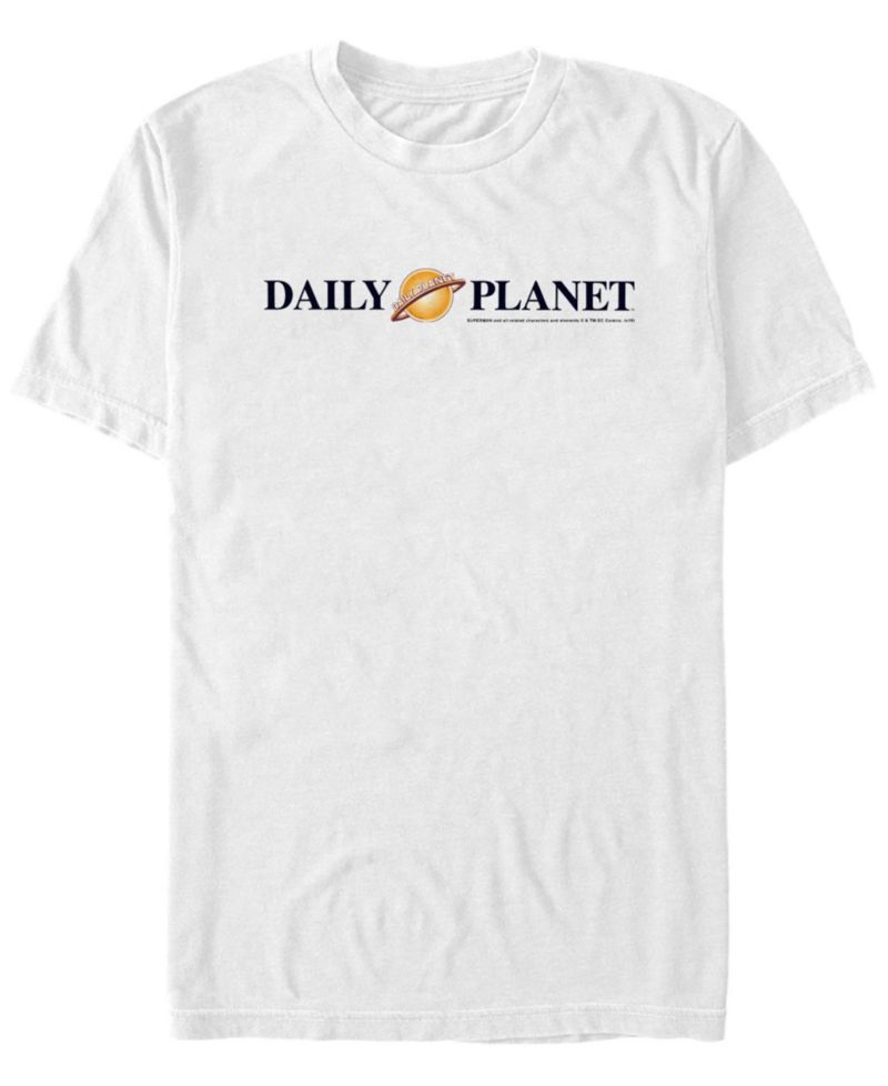 DC Men's Superman Daily Planet Text Logo Short Sleeve T-Shirt
