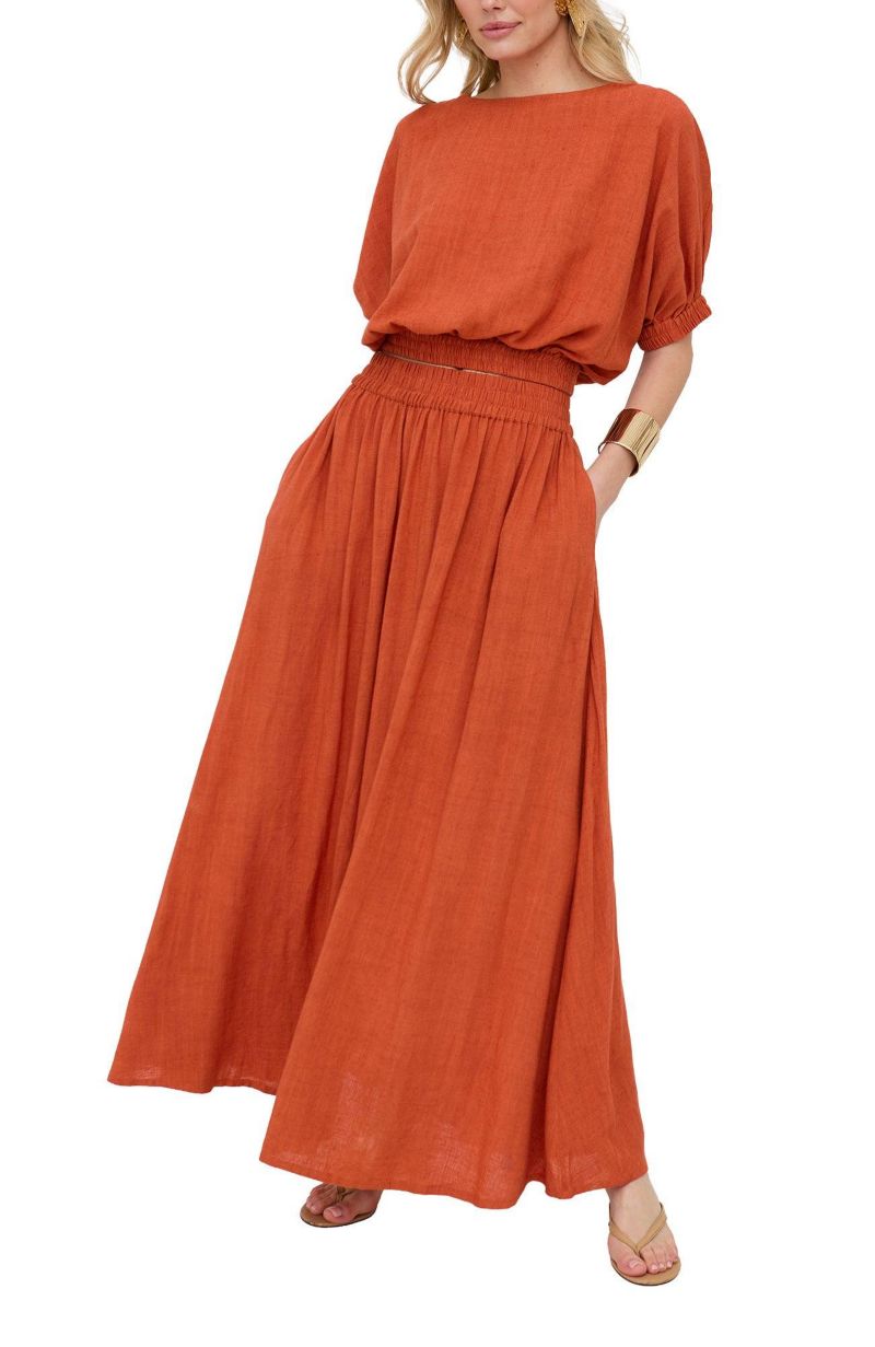 Women's Sesame Elasticated Waist Maxi Skirt