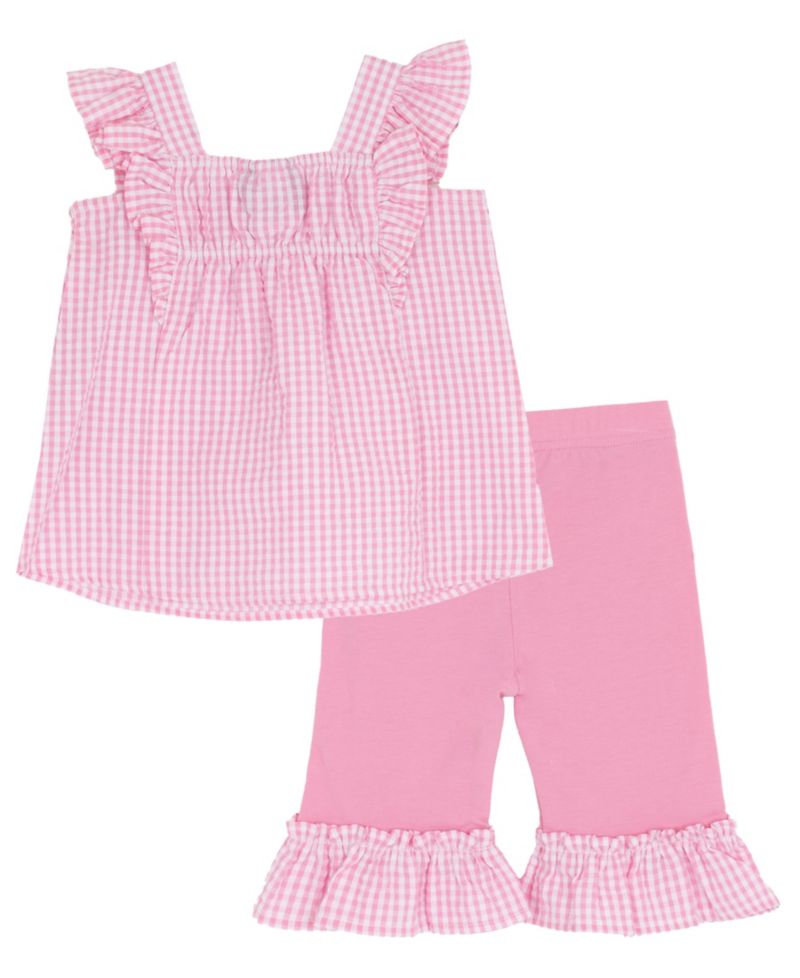 Baby Girls' Embroidered Daisy Sleeveless Top and Capri Pants, 2-Piece Set