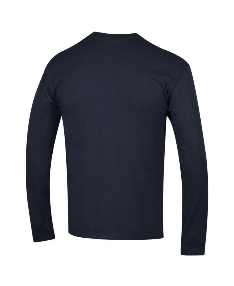 Men's Navy Midshipmen Arch Over Logo 2-Hit Long Sleeve T-Shirt