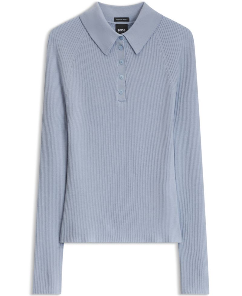 BOSS by Women's Wool Fitted Polo Sweater