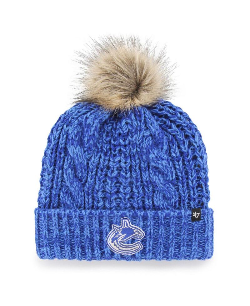 Women's Blue Vancouver Canucks Logo Meeko Cuffed Knit Hat with Pom