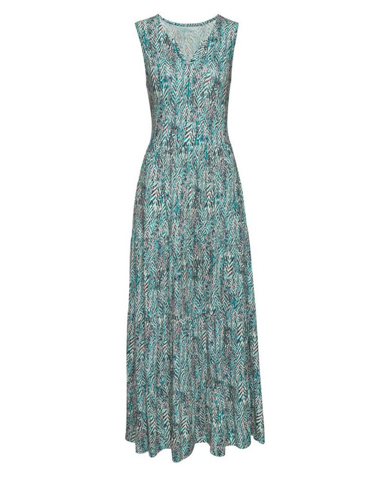Women's A-Line Printed Notch-Neck Maxi Dress