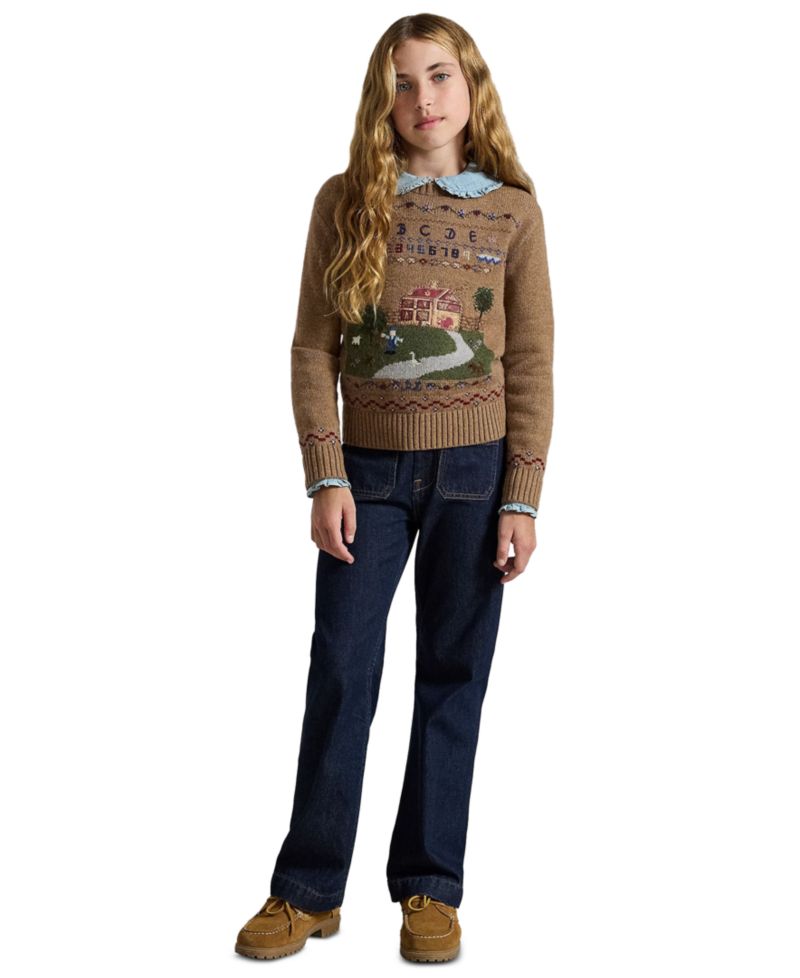 Girls' 7-16 Logo Flared Denim Jeans