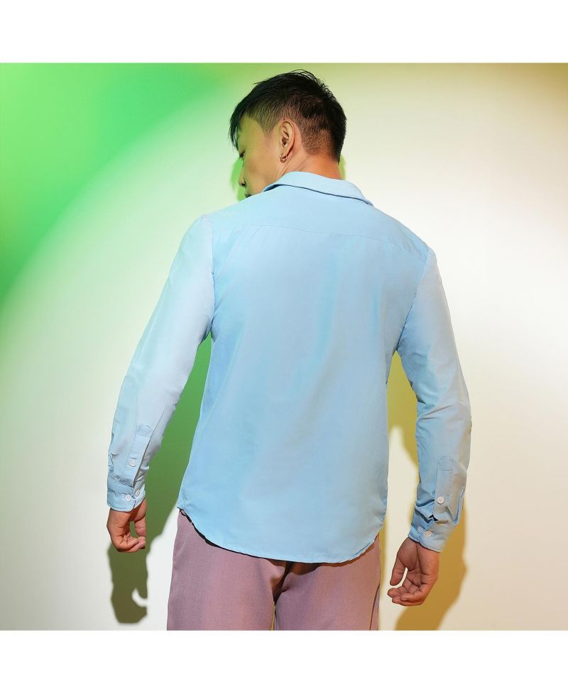Men's Sky Blue Solid Basic Shirt