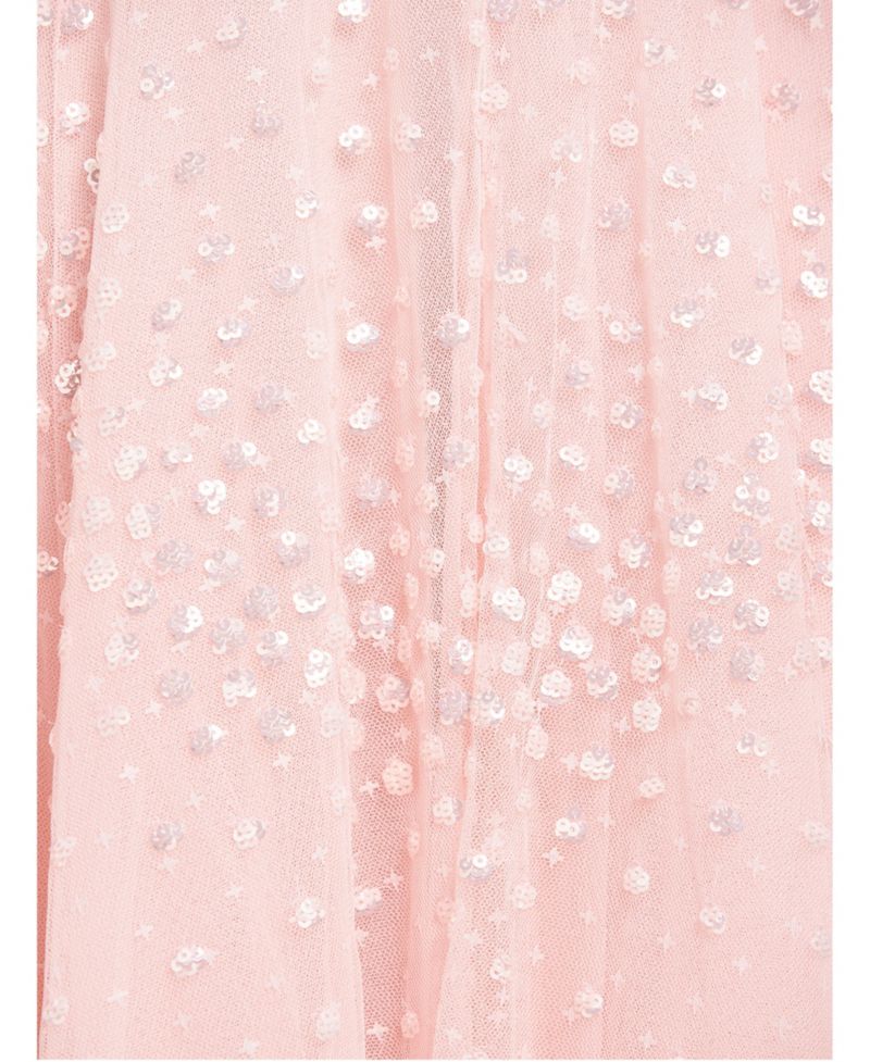 Women's Scallop Sequin Halter-Neck Ankle Gown