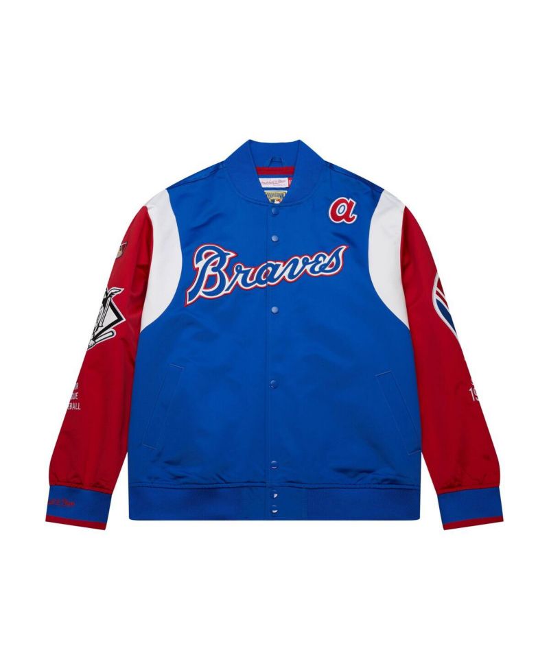 Men's Royal/Red Atlanta Braves Cooperstown Collection Team Origins Satin Full-Snap Jacket