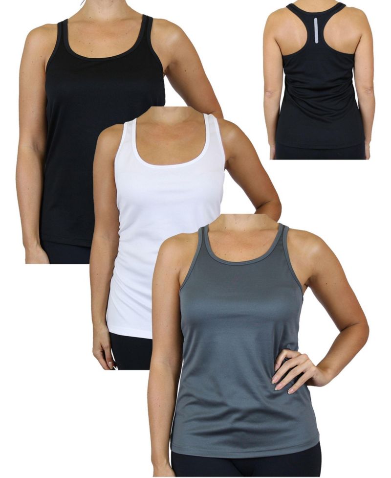 Women's Moisture Wicking Racerback Tanks-3 Pack