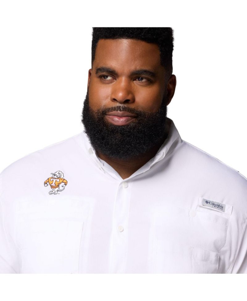 Men's White Tennessee Volunteers Big & Tall Tamiami Omni-Shade Button-Down Shirt