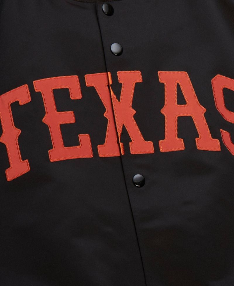 Texas Longhorns Black Satin Raglan Full-Snap Jacket