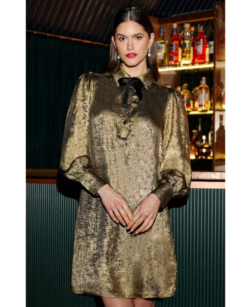 Women's Luminous Bow-Tie Shirt Dress