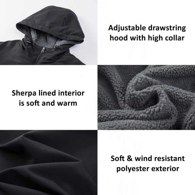 Mens Sherpa Lined Parka Hooded Winter Coat Cargo Utility Jacket