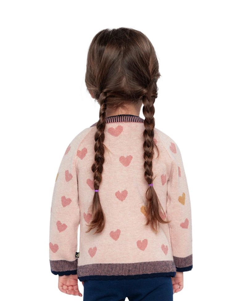 Little and Big Girl (6-8) Knitted Jacquard Cardigan