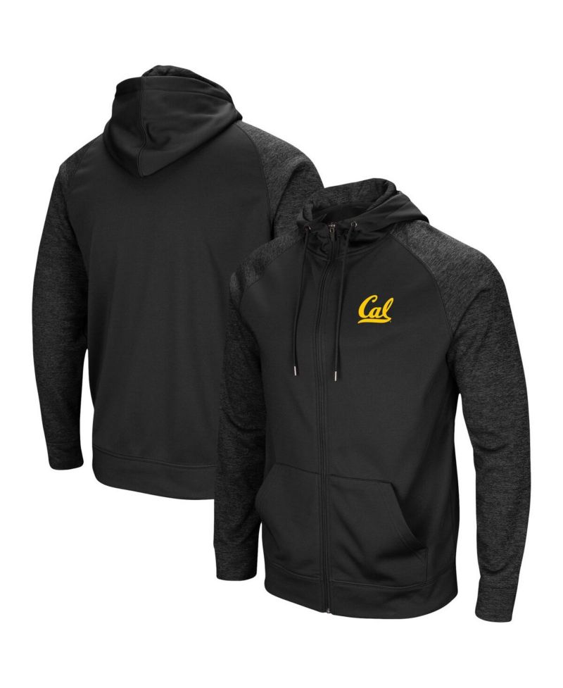 Men's Black Cal Bears Blackout 3.0 Tonal Raglan Full-Zip Hoodie