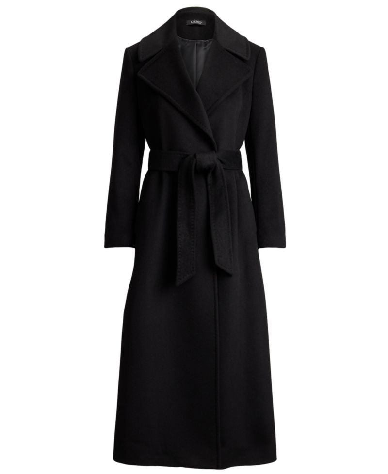 Women's Wool-Blend Notch-Collar Belted Wrap Coat