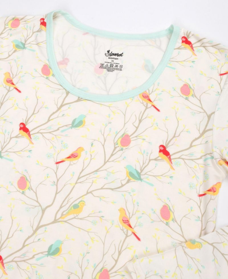Women's Matching Family Two-Piece Cooling Bamboo Viscose Long Sleeve Pajamas - Nature and Wildlife Print