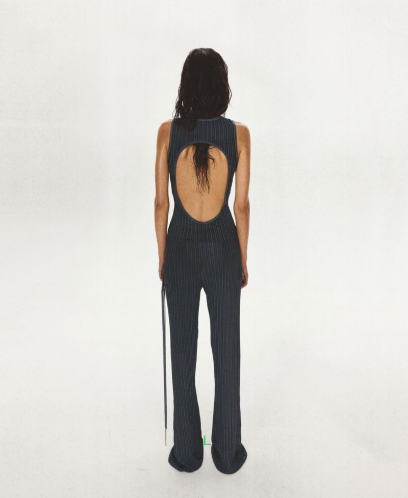 Women's Ribbed Open-Back Sleeveless Tank Top