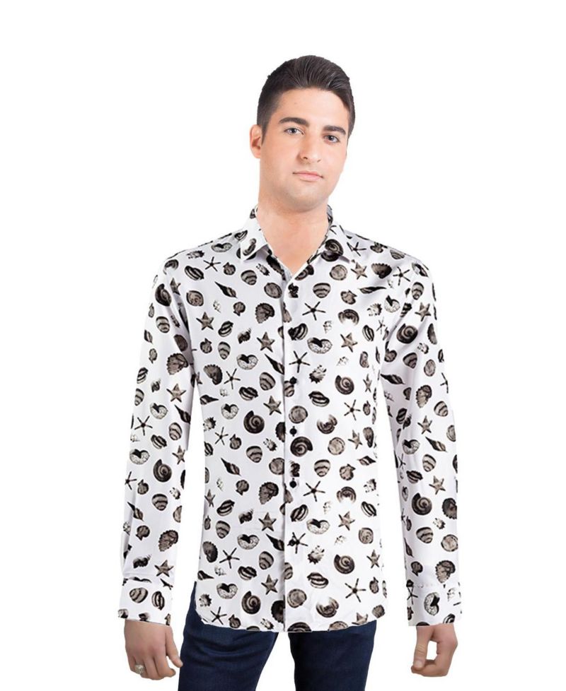 Men's Slim Fit Sea Shell Print Shirt