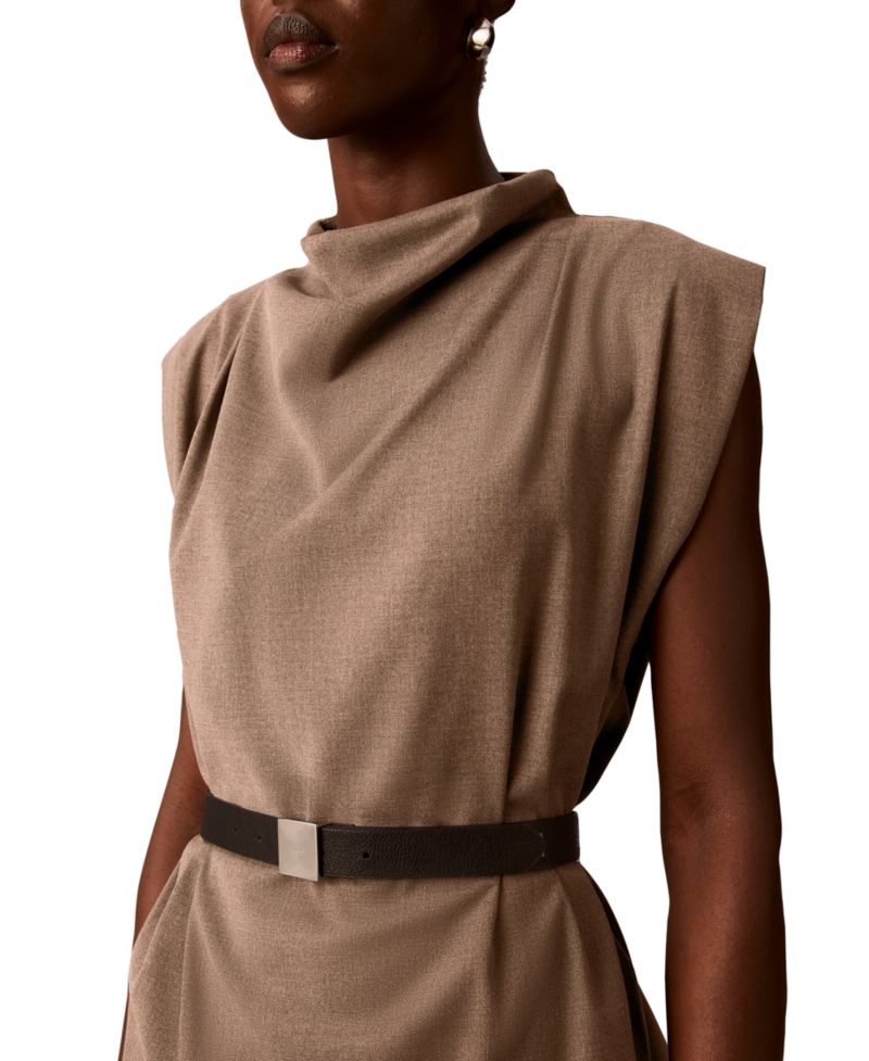Women's Sleeveless Draped-Neck Blouse