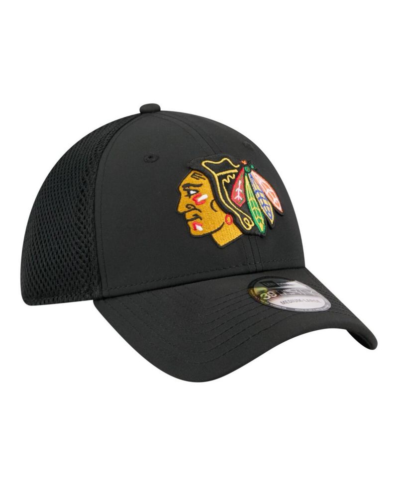 Men's Black Chicago Blackhawks Logo 39THIRTY Flex Hat