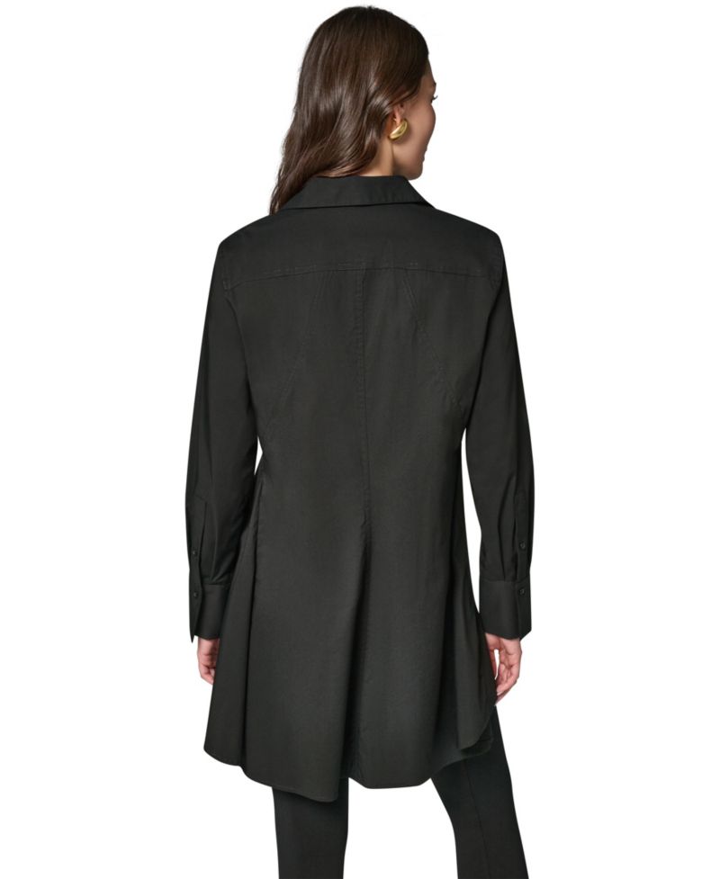 Women's A-Line Button-Down Poplin Tunic Top
