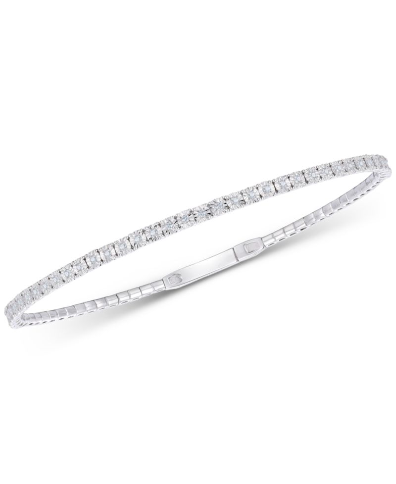Diamond Illusion Bangle Bracelet (1/4 ct. t.w.) in Sterling Silver