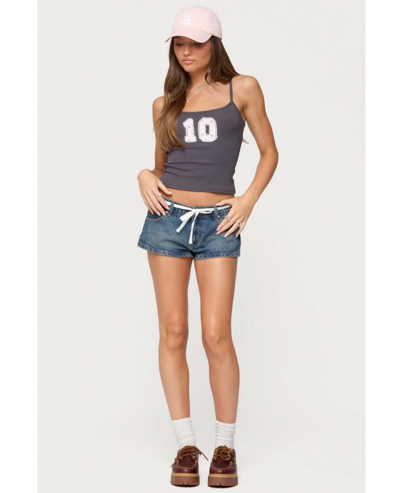 Womens 10 Floral Lacey Patch Tank Top