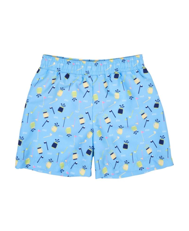 Little Boys Golf Print Swim Trunk
