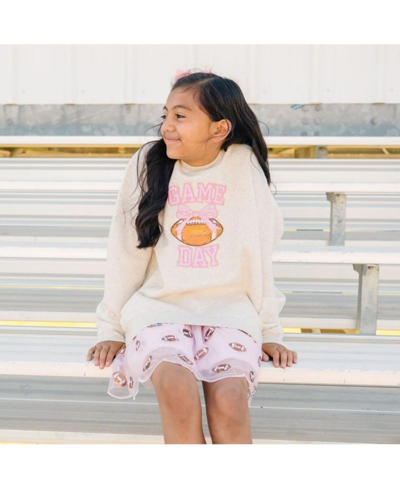 Big Girls Game Day Sequin Patch Sweatshirt