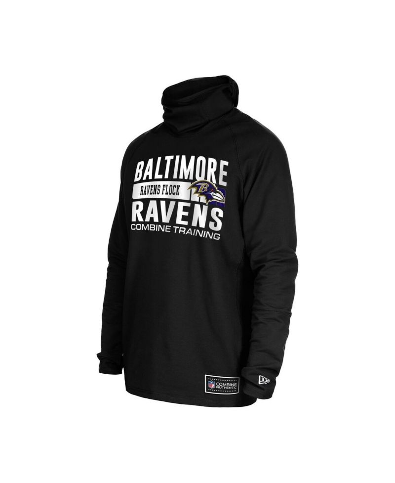 Men's Black Baltimore Ravens Functional Fandom Balaclava Helmet Stripe Tri-Blend Hoodie
