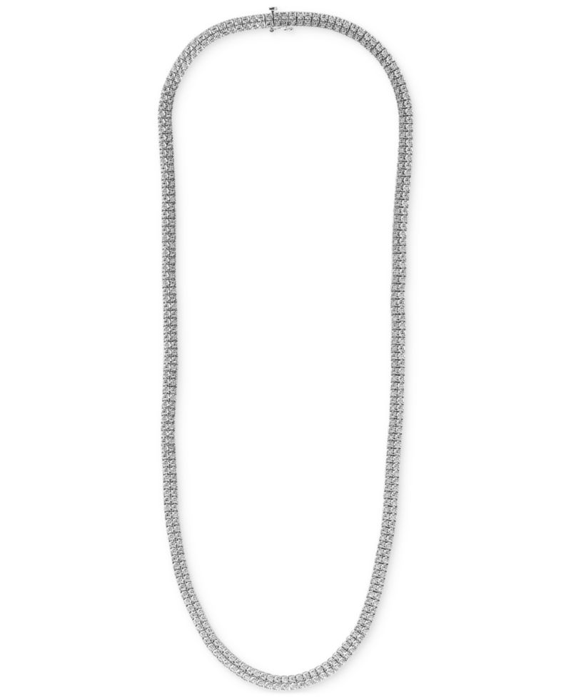 Diamond Double Row Necklace (1 ct. t.w.) in Sterling Silver or 14k Gold-Plated Silver