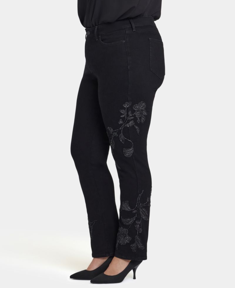 Plus Size Marilyn Straight Embroidery Jeans