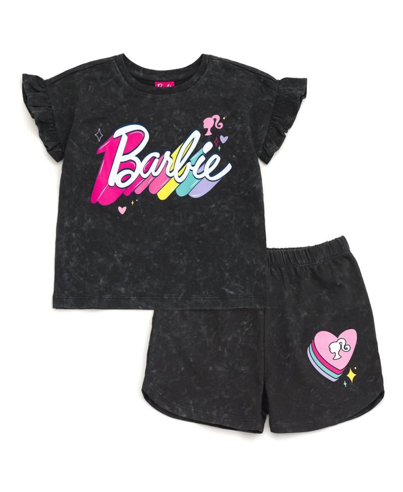 Little Girls French Terry T-Shirt and Shorts Outfit Set
