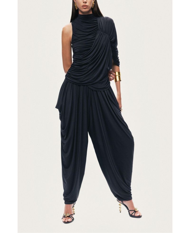 Women's Asymmetric Draped Blouse