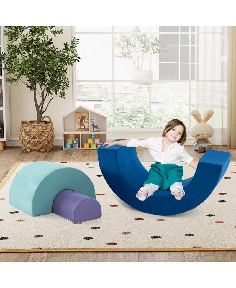 Kids Soft Foam Climber Set with Rainbow Arc Design and Removable Covers