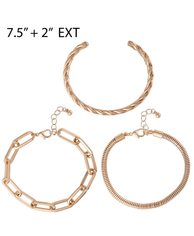 -Tone Chain Bracelet Set Ã¢&acirc;‚¬&acirc;€œ 3 Pieces