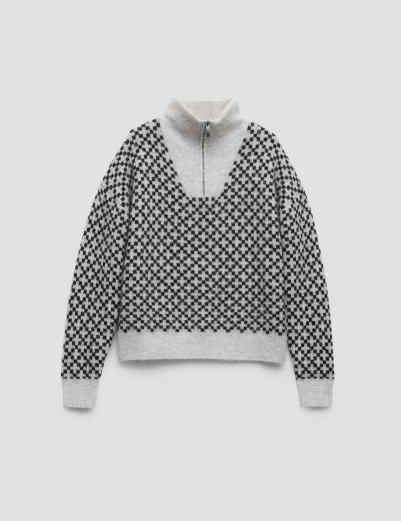 Women's Juno Quarter Zip Mono Jacquard Jumper