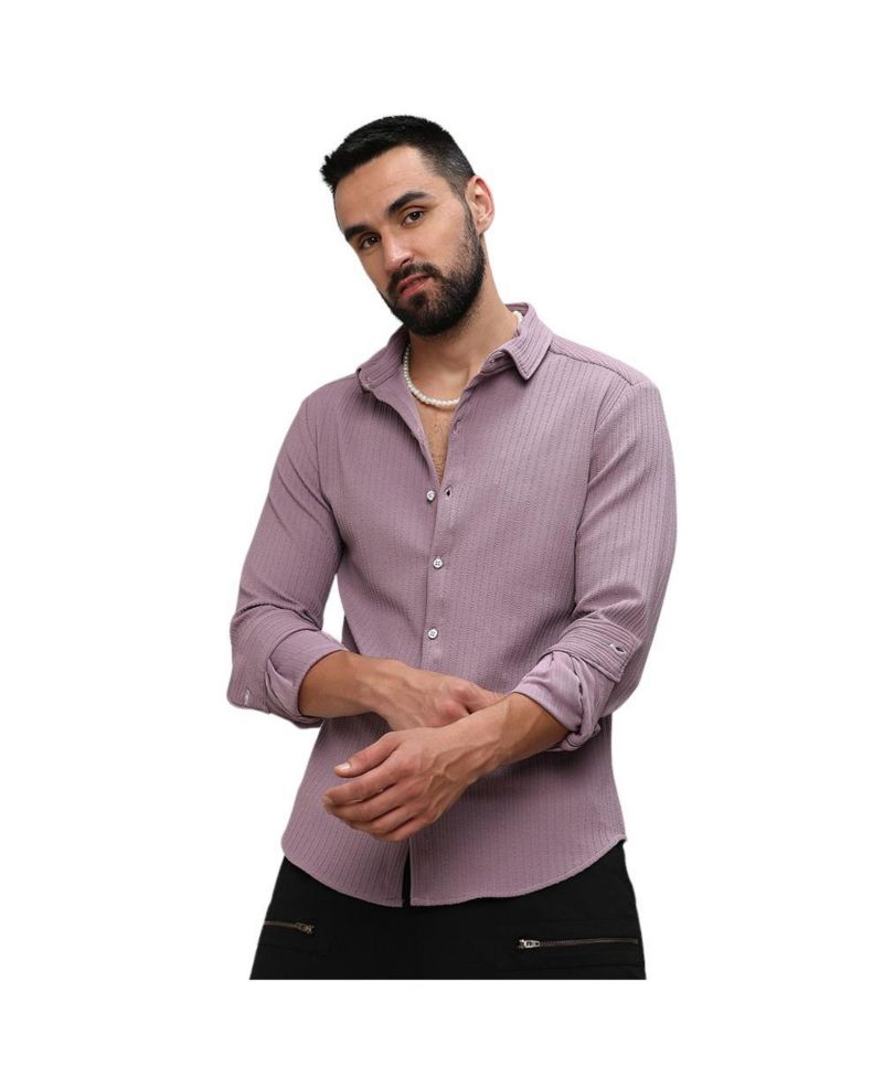 Men's Lavender Stripe-Creased Shirt